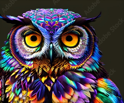 Portrait of a colorful Owl ...