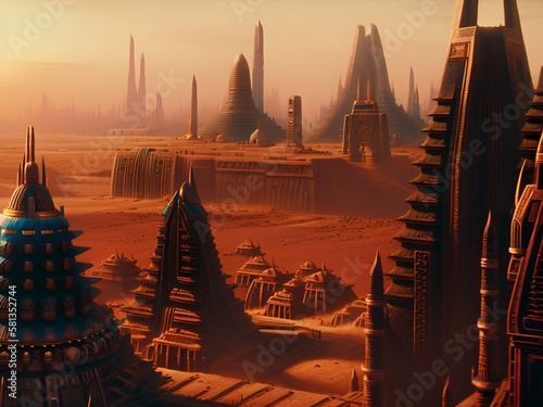 Futuristic city in the dese...
