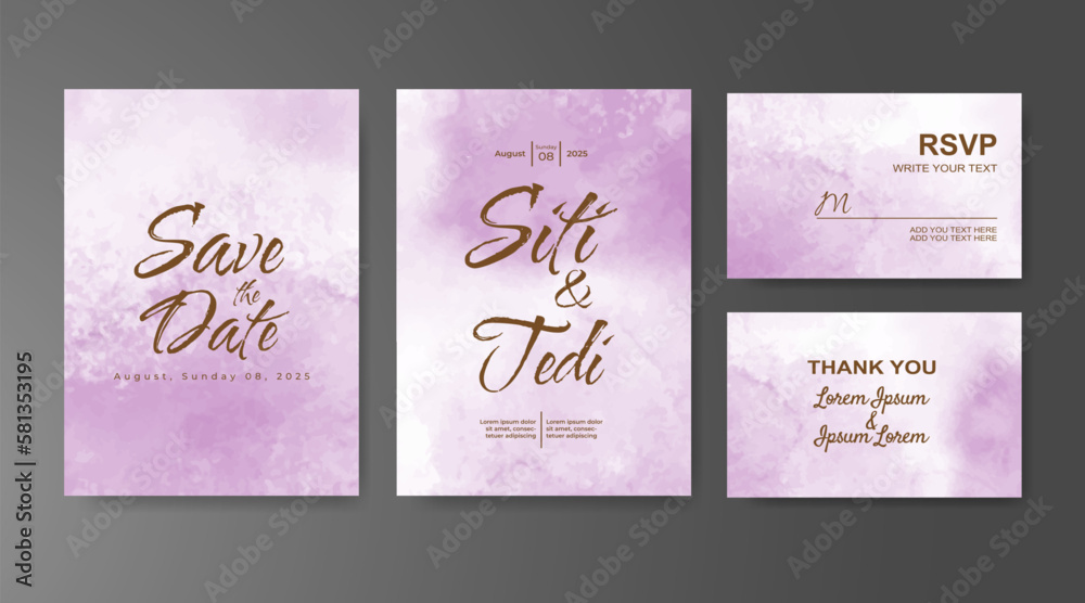 Wedding invitation with abstract watercolor background Wedding invitation with abstract watercolor background