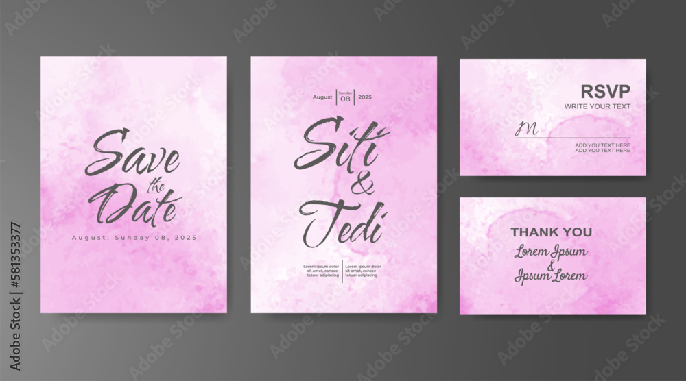 Wedding invitation with abstract watercolor background Wedding invitation with abstract watercolor background