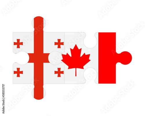 Puzzle of flags of Georgia and Canada, vector