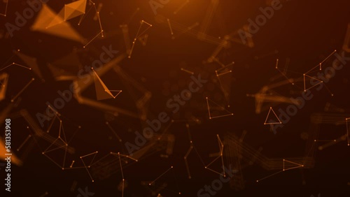 Orange Digital Plexus Background, Digital Neon Particle Looping Background Video