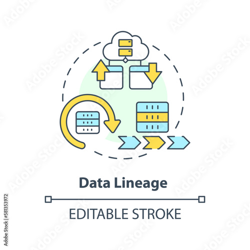 Fotografie, Tablou Data lineage concept icon