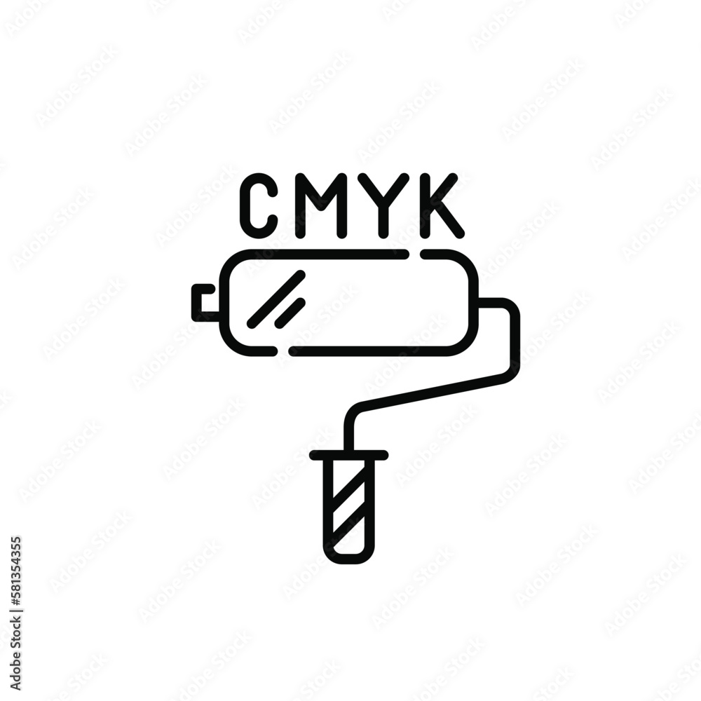 Fototapeta premium CMYK printout design color scheme. Paint roller icon. Pixel perfect, editable stroke