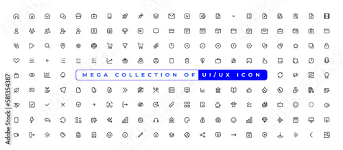 Mega set of ui ux icon set, user interface iconset collection.