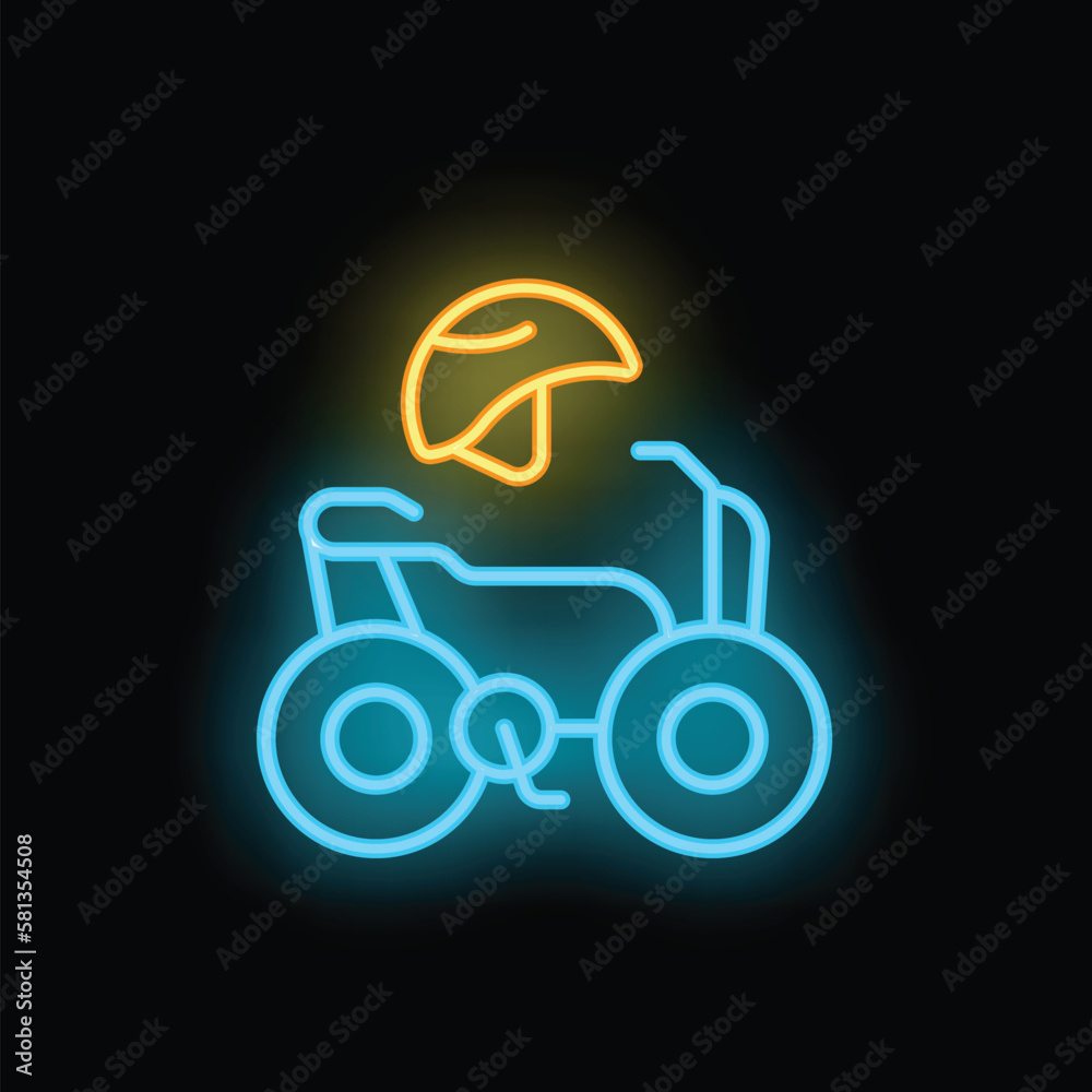 Kid bike sale icon outline vector. Shop store. Online seller neon color isolated on black Kid bike sale icon outline vector. Shop store. Online seller neon color isolated on black
