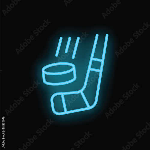 Hockey stick icon outline vector. Shop store. Inventory item neon color isolated on black