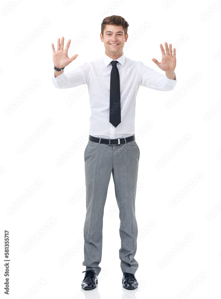 Determined to make his mark in the business world. A handsome young business professional isolated on white. Determined to make his mark in the business world. A handsome young business professional isolated on white.