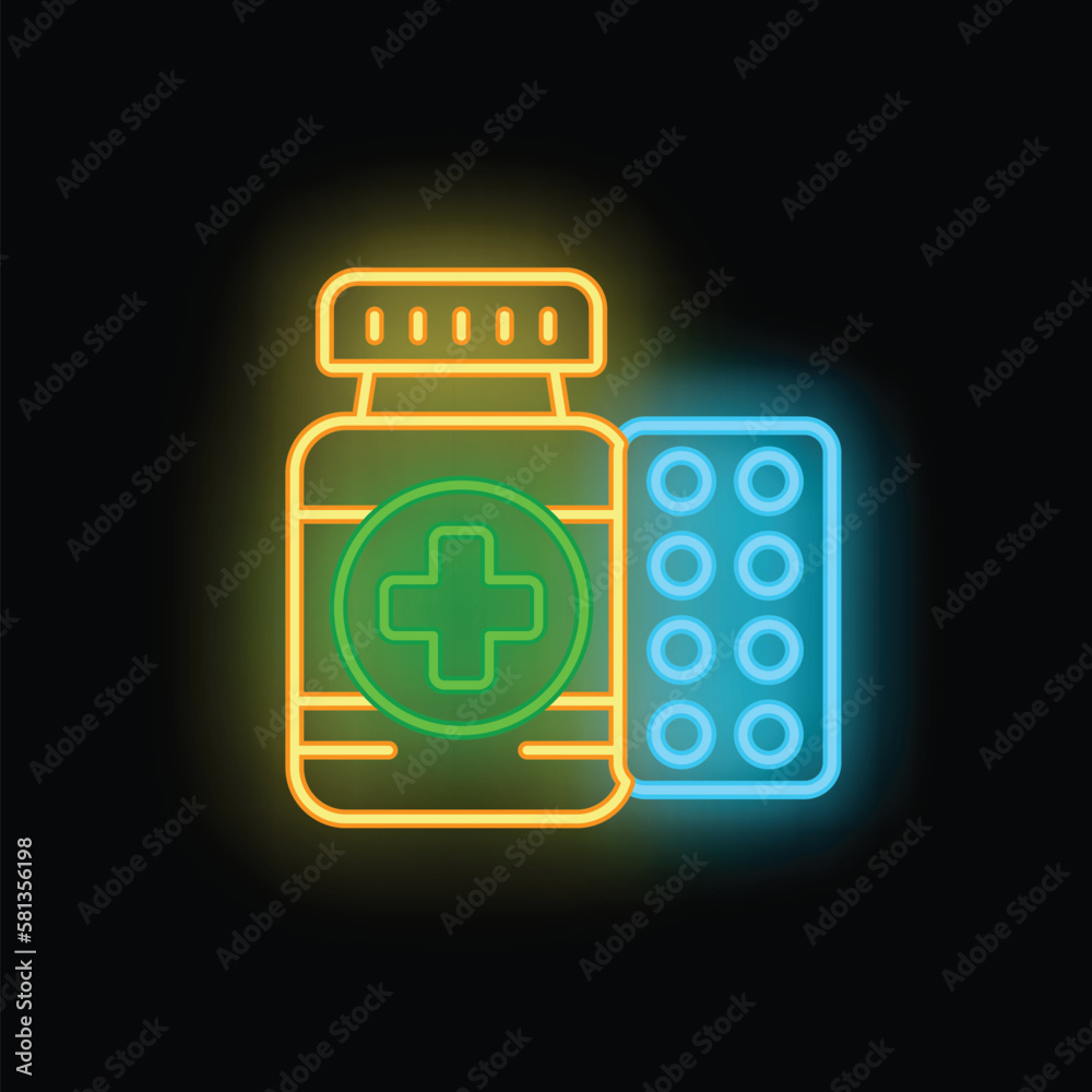 Medicine pills icon outline vector. Heart cardiac. Clinic treatment neon color isolated on black Medicine pills icon outline vector. Heart cardiac. Clinic treatment neon color isolated on black