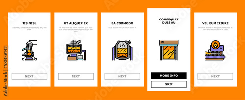 steel production industry metal onboarding icons set vector