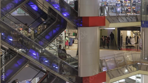 Timelapse of people doing shopping In the mall