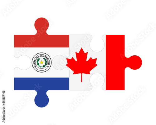 Puzzle of flags of Paraguay and Canada, vector