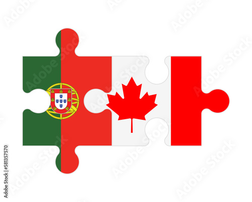 Puzzle of flags of Portugal and Canada, vector