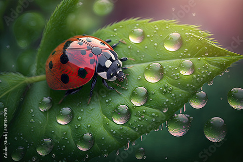 close up view of a lady bug, generative AI
