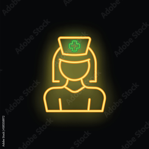 Medical nurse icon outline vector. Heart surgery. Clinic disease neon color isolated on black