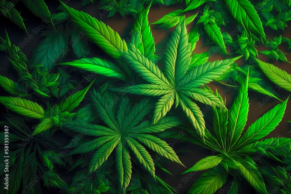 cannabis texture marijuana leaf pile background, created with ...