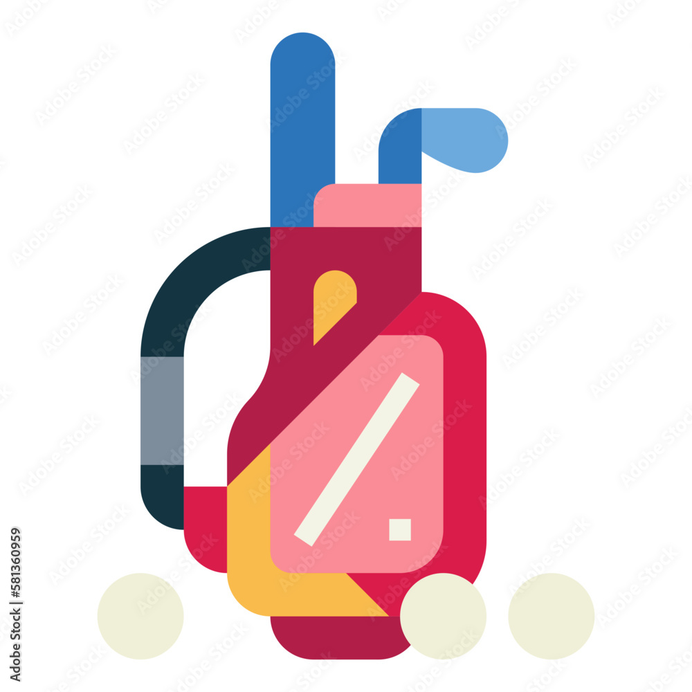 golf bag flat icon style golf bag flat icon style