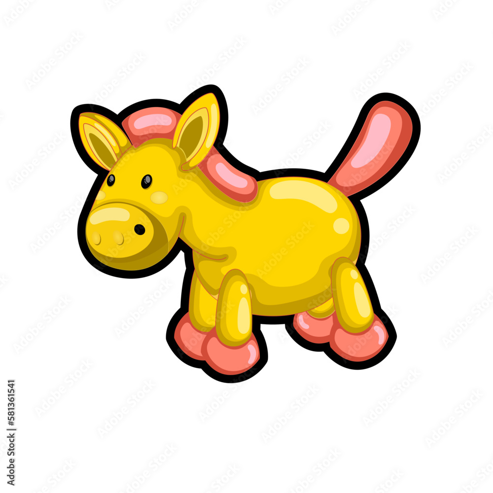 Cartoon Donkey , Horse ,Mule or hinny baloon shaped toy vector illustration icon