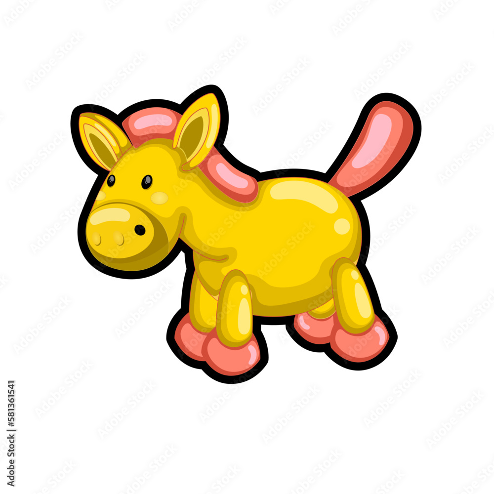 Naklejka premium Cartoon Donkey , Horse ,Mule or hinny baloon shaped toy vector illustration icon