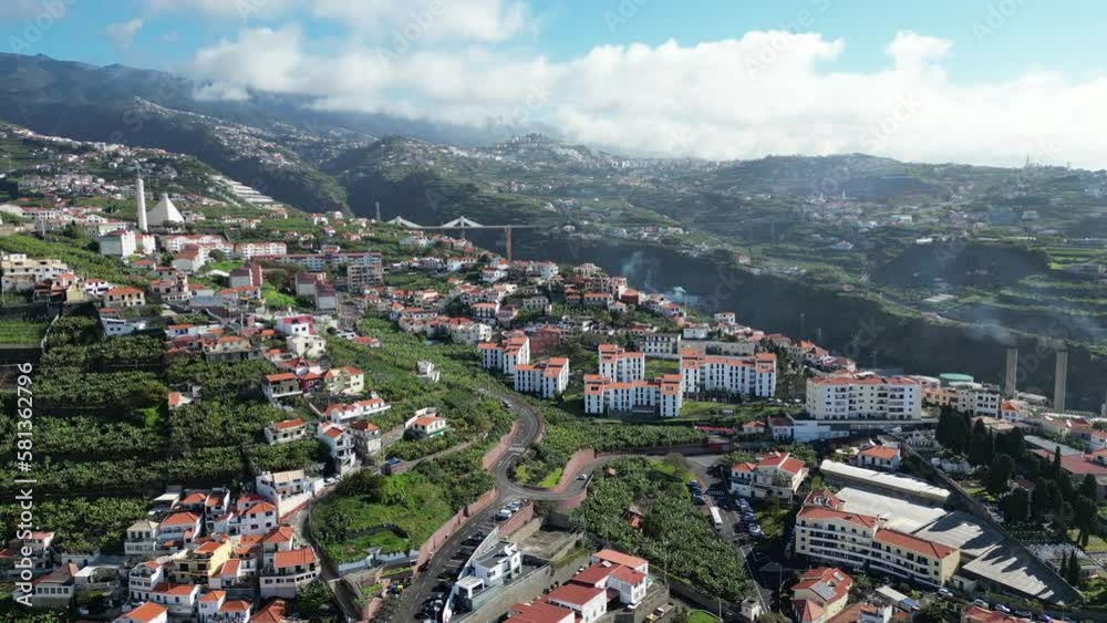 Madeira. Camara de Lobos Aerial View. Small fisherman village located at the Atlantic Ocean coast. Madeira Island, Portugal. Madeira. Camara de Lobos Aerial View. Small fisherman village located at the Atlantic Ocean coast. Madeira Island, Portugal.