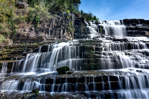 View scene stunning waterfall in the rainforest Pongour near Da Lat city  Vietnam