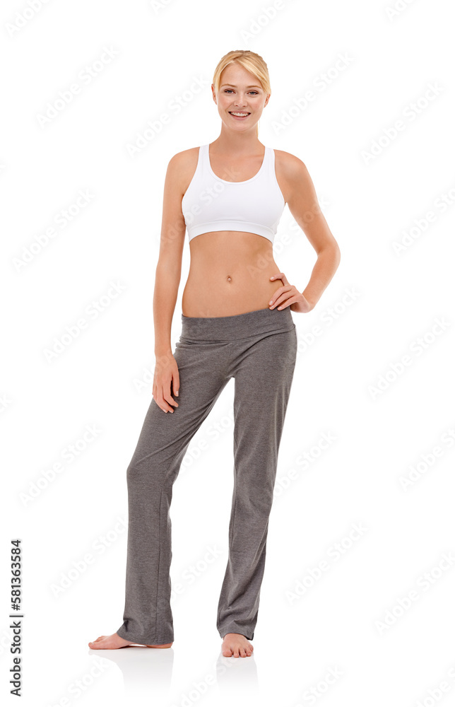 Sporty and confident. Full-length portrait of a sporty young woman standing with her hand on her hip. Sporty and confident. Full-length portrait of a sporty young woman standing with her hand on her hip.
