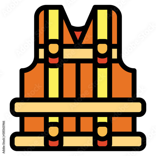 life jacket filled outline icon style