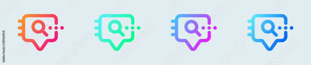 Search chat line icon in gradient colors. Intelligence engine signs vector illustration. Search chat line icon in gradient colors. Intelligence engine signs vector illustration.