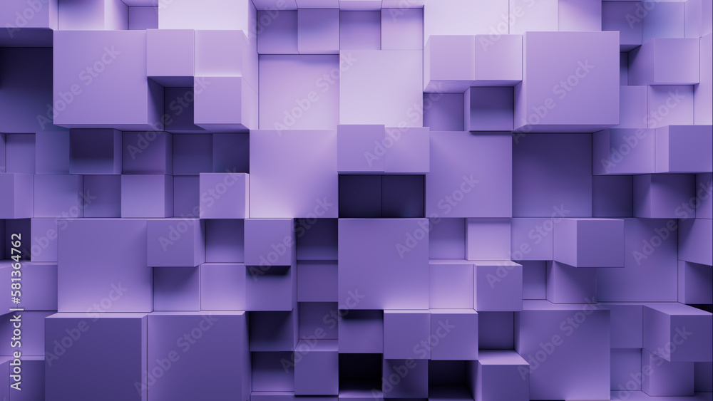 Precisely Aligned Multisized Block Wall. Violet, Contemporary Tech Background. 3D Render. Precisely Aligned Multisized Block Wall. Violet, Contemporary Tech Background. 3D Render.