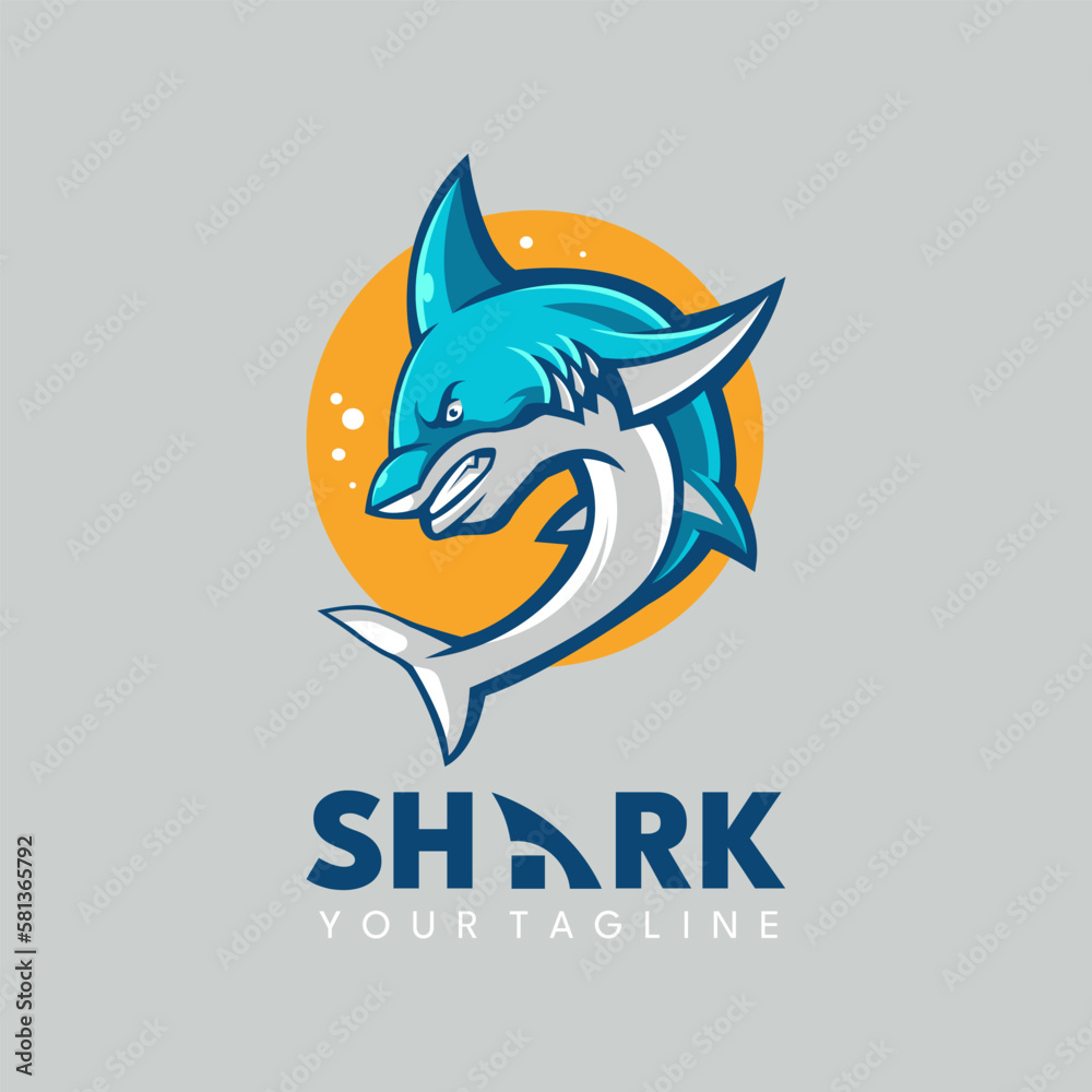 Angry Shark Logo Design Vector for a club or Sport Team Angry Shark Logo Design Vector for a club or Sport Team
