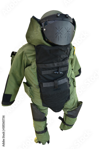 Sapper military protective uniform. Isolated with path on white background.