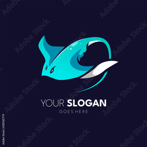 Stingray fish logo design vector