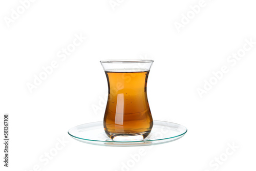 Concept of traditional turkish brewed hot drink - tea, isolated on white background photo