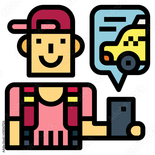 hail a taxi filled outline icon style