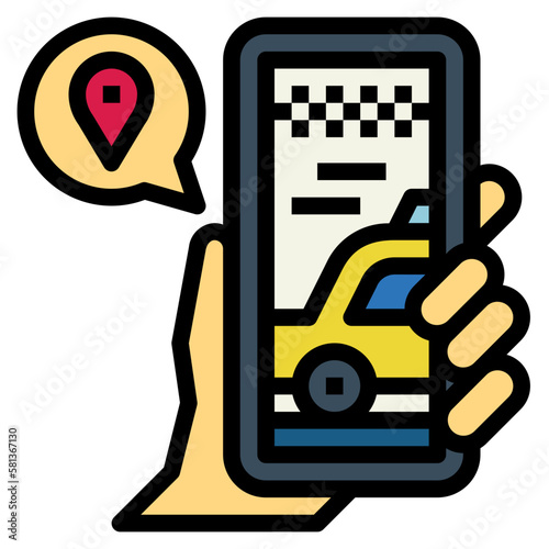 hail a taxi filled outline icon style