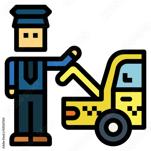 taxi driver filled outline icon style