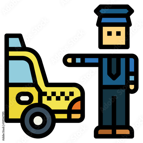 taxi driver filled outline icon style