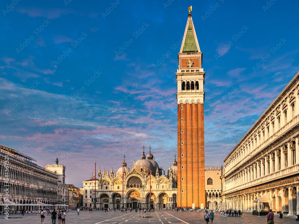 San Marco square with Campanile and Saint Mark's Basilica in Venice, Italy.