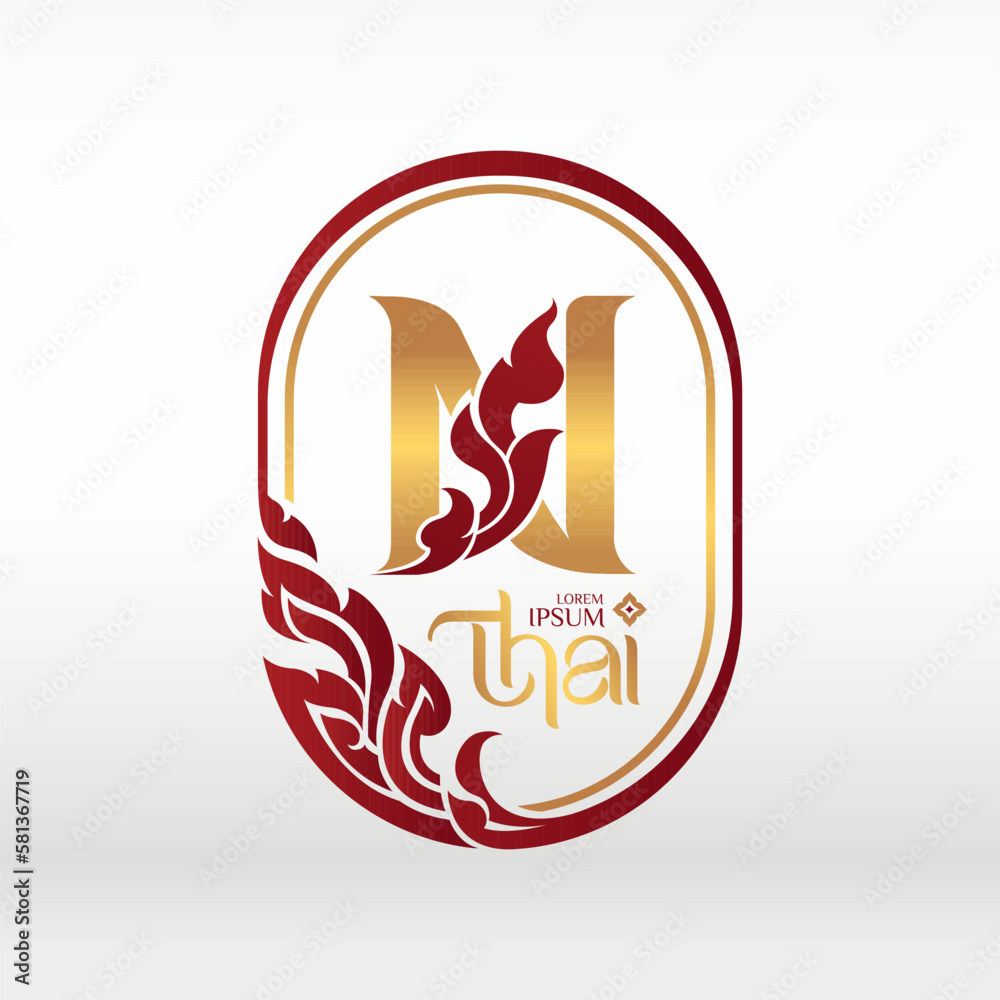Naklejka premium concept of letter N, logotype design Thai art style 