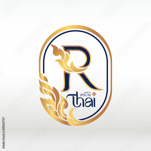 concept of letter R, logotype design Thai art style 