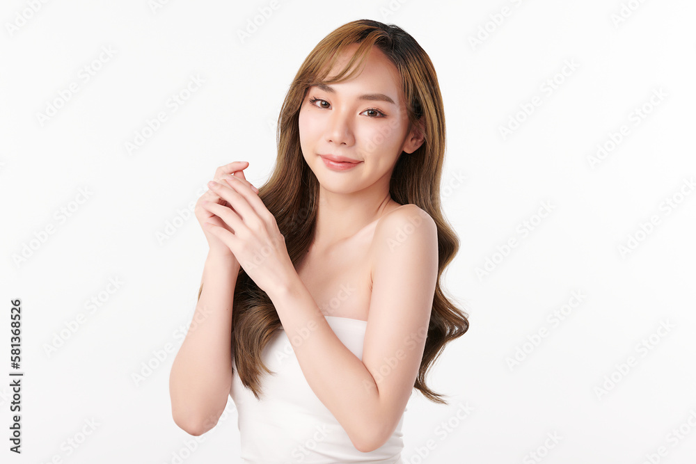 Beautiful young asian woman with clean fresh skin on white background, Face care, Facial treatment, Cosmetology, beauty and spa, Asian women portrait. Beautiful young asian woman with clean fresh skin on white background, Face care, Facial treatment, Cosmetology, beauty and spa, Asian women portrait.