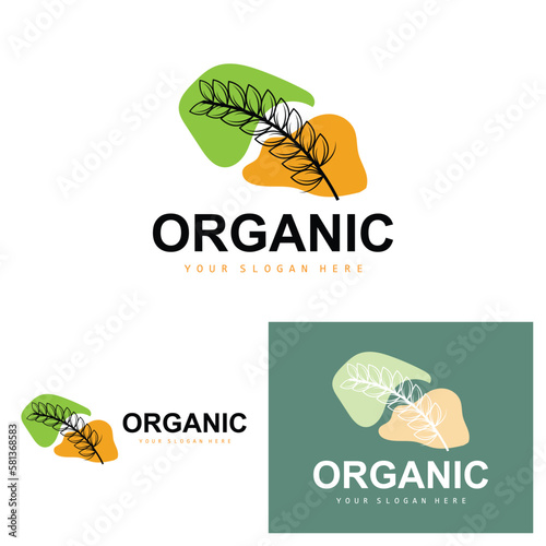Wheat Rice Logo, Agricultural Organic Plants Vector, Luxury Design Golden Bakery Ingredients