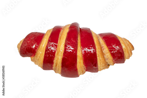 Fresh baked croissant isolated on white background. Delicious french croissant isolated.
