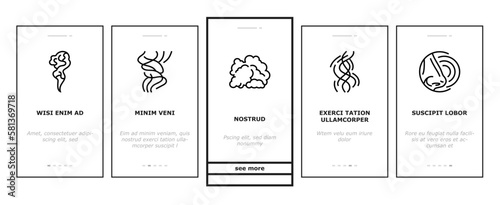 smell smoke gas nose aroma onboarding icons set vector