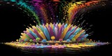 Colorful Reflections: An Artistic Display of Painting, Colorful Splashes, and Design. 3d illustration. ai generative technology vr ready, virtualrealityart.