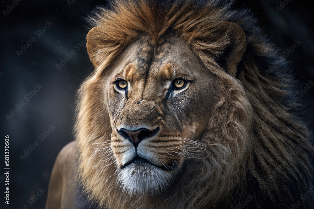 portrait of a lion created with Generative AI technology