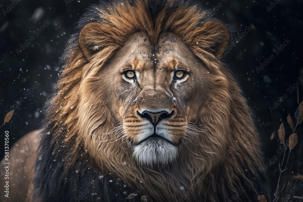 portrait of a lion created with Generative AI technology
