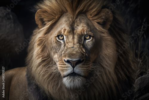 portrait of a lion created with Generative AI technology © Robert Herhold