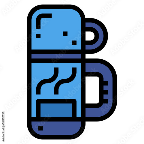 thermos flask filled outline icon style