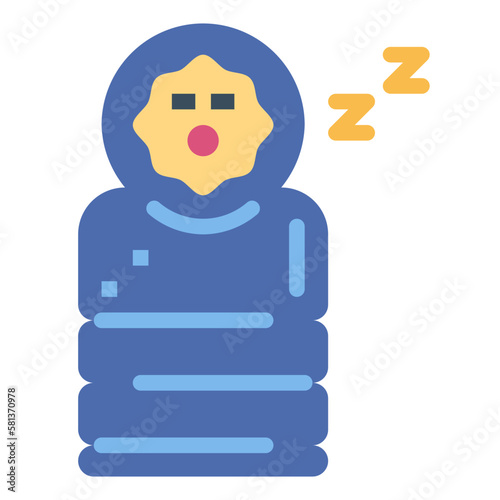 sleeping bag flat icon style